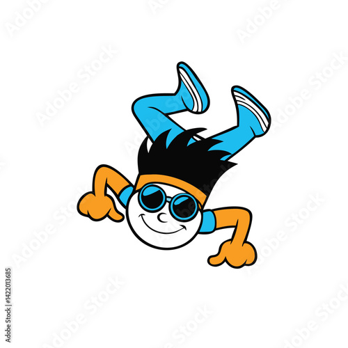 graffiti style cartoon boy mid cartwheel
