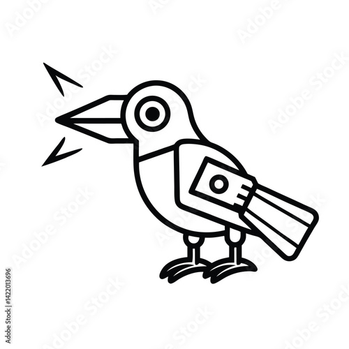 robotic bird emitting digital screech