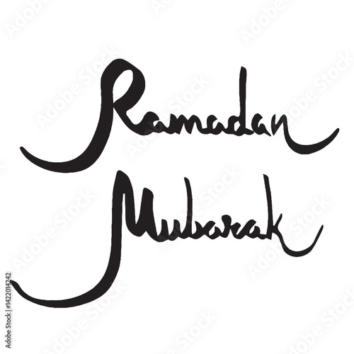 Ramadan Mubarak Caligraphy Icon Sign in Vector Art Black White Arabic Font Illustrator Outline Art