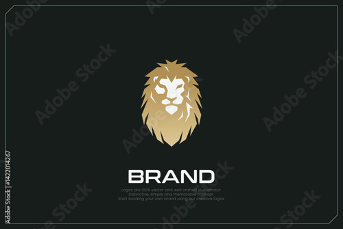 Dominate King Lion Animal Logo Gold