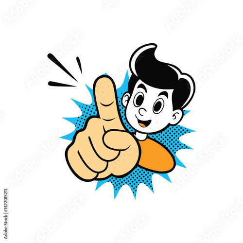 comic book style cartoon boy with thick outline