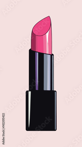 Minimalist Pink Lipstick Illustration in SVG Vector Style for Beauty Themes
