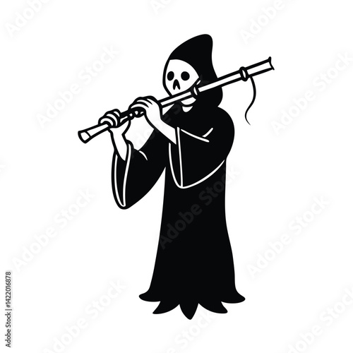 wraithen playing a sorrowful tune on a bone flute