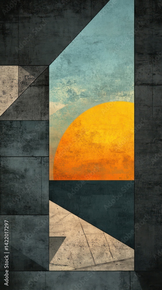 Abstract Sunset: Geometric Composition of a Serene Golden Hour