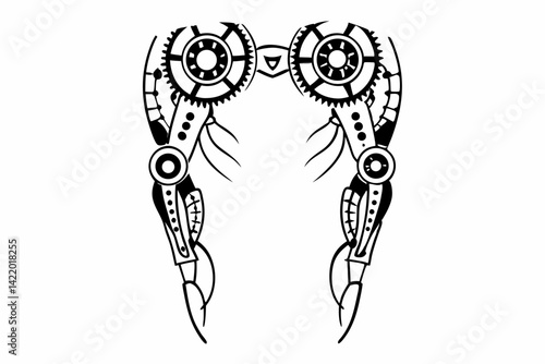 Steampunk Mechanical Wings | Futuristic Robotic Angel Wings for Tattoo Design, Fantasy Illustration, and Technology Concepts
