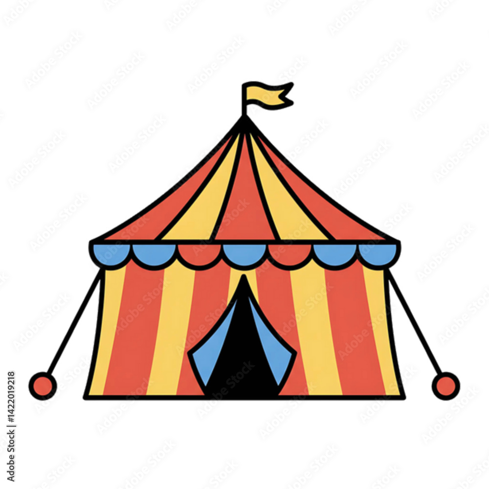 Colourful circus tent vector illustration on black outline with white background, generative ai Colourful circus tent vector illustration on black outline with white background, generative ai