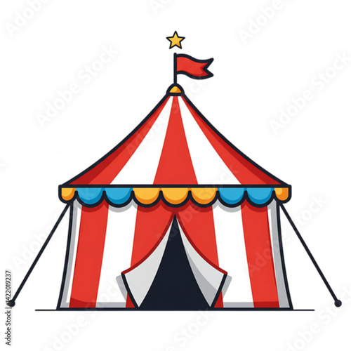 Colourful circus tent vector illustration on black outline with white background 