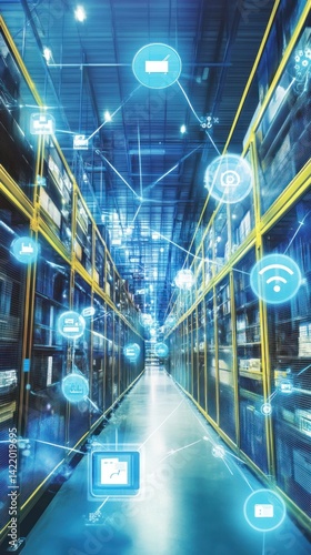 Obraz na płótnie Smart Warehouse: The Future of Logistics and Supply Chain Management w salonie