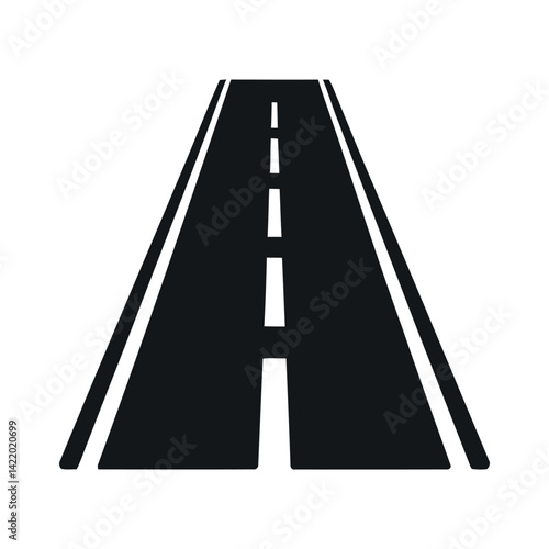 Black And White Vector Illustration Of An Asphalt Road With Dashed Lines Marking Traffic Lanes For Graphics And Designs