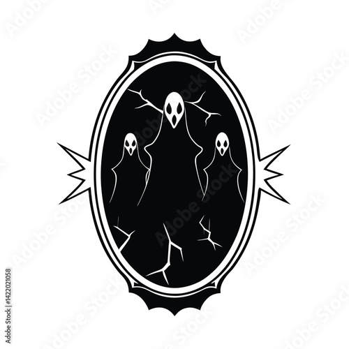 wraithen spirits escaping an ancient cracked mirror