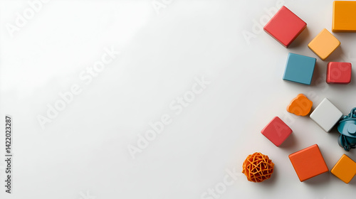 Colorful Wooden Blocks on White Background
