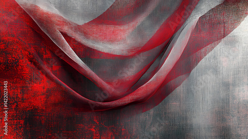 Obraz na płótnie Fond gris et rouge. Veil-Touched Weft. Illustration w salonie