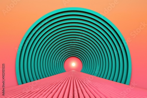 Abstract tunnel design, vibrant colors