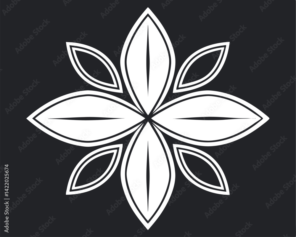 Elegant White Fleur-de-lis Ornamental Motif on Black Background Elegant White Fleur-de-lis Ornamental Motif on Black Background