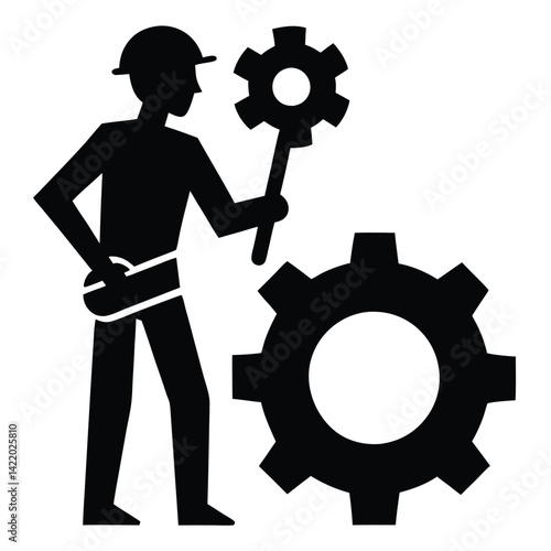  A mechanical engineer is actively working in a workshop