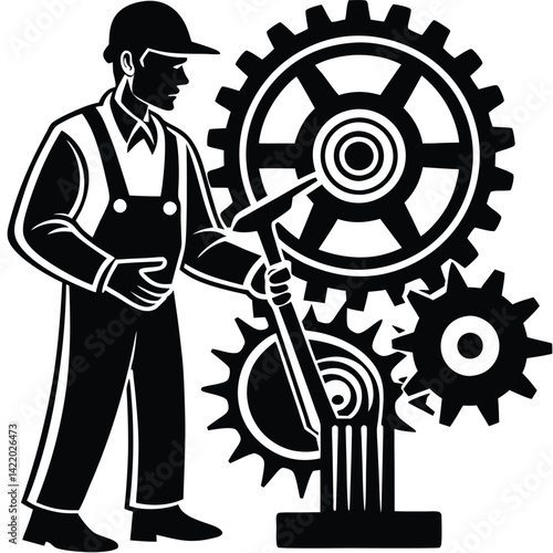  A mechanical engineer is actively working in a workshop