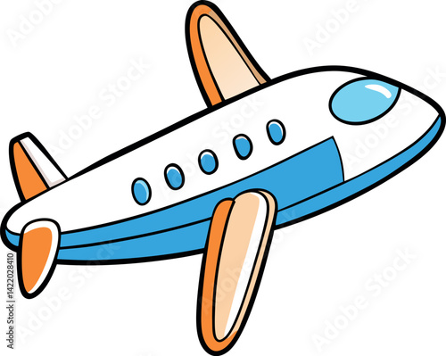 Cute Cartoon Airplane Vector Illustration — Colorful Jet Aircraft Clipart in Flat Style for Kids and Educational Designs