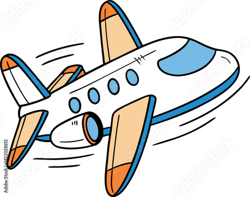 Cute Cartoon Airplane Vector Illustration — Colorful Jet Aircraft Clipart in Flat Style for Kids and Educational Designs
