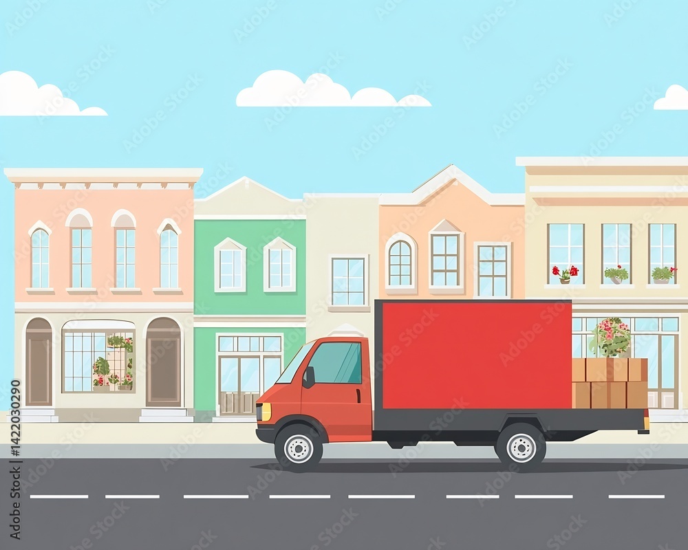 Obraz premium Flat design of event triggered CRM sending home insurance checklists after detecting a client's moving truck rental purchase