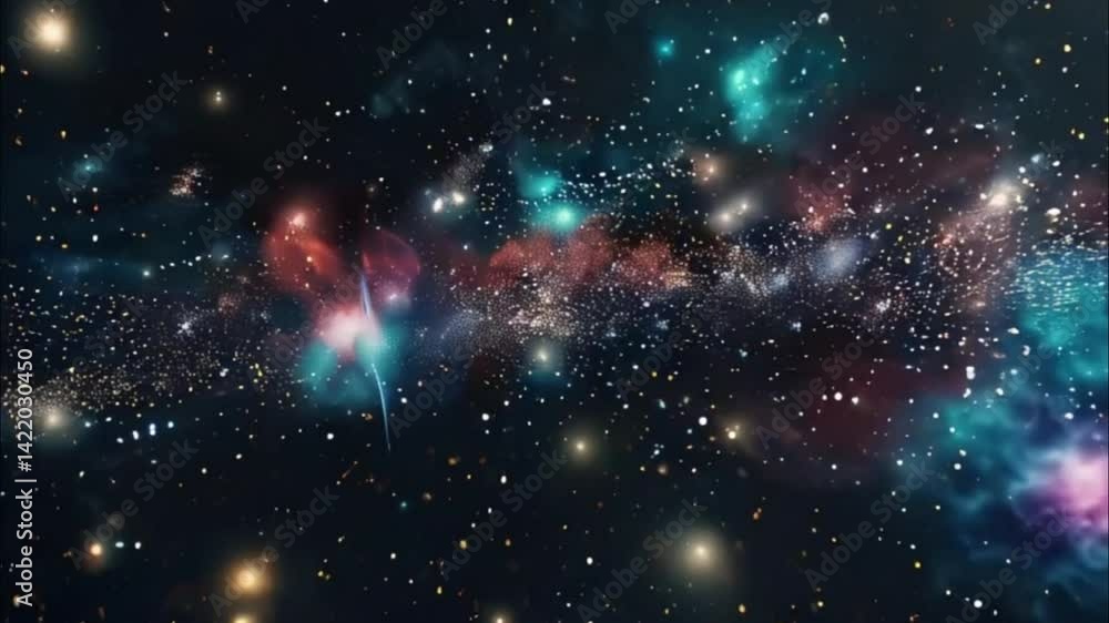 Planets gather in the solar system amidst glowing stars in a vibrant cosmic atmosphere Planets gather in the solar system amidst glowing stars in a vibrant cosmic atmosphere