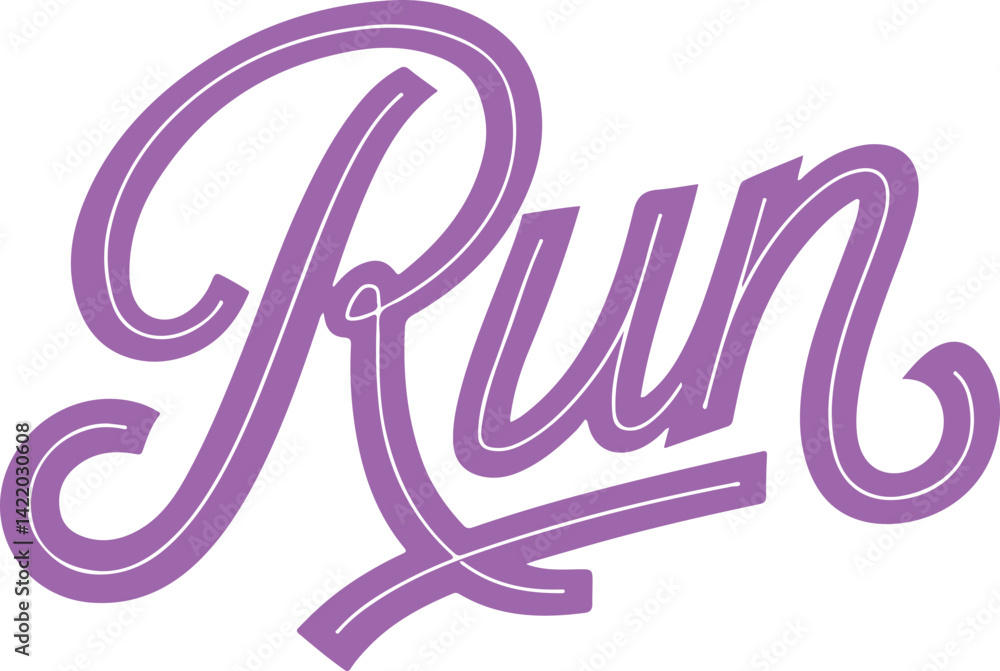 Obraz premium Run - Purple Script Lettering.
