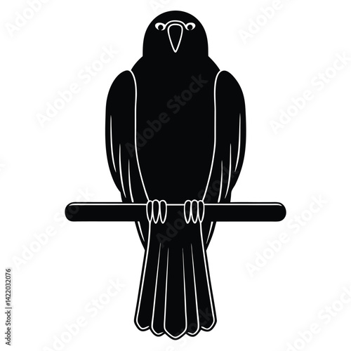  A parrot silhouette perched on a branch,