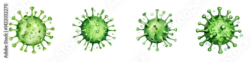 Green Virus drawings with Detailed Structure and Texture