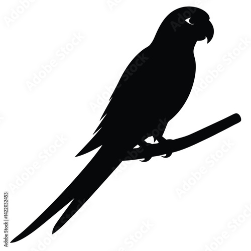  A parrot silhouette perched on a branch,