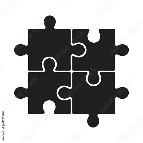 Jigsaw puzzle piece icon, Complete puzzle icon vector