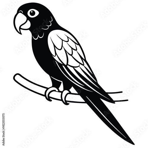  A parrot silhouette perched on a branch,