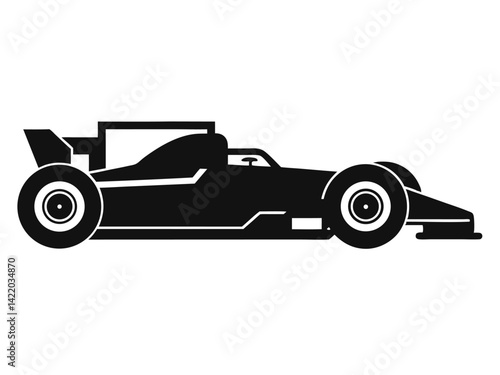 Formula One Car icon Vector Illustration. Artistic Racing car silhouette with white background