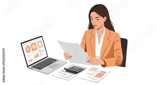 Businesswoman Working on Documents


