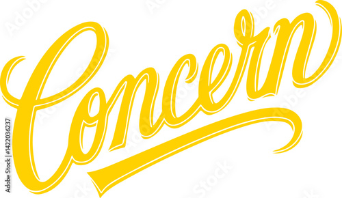 Yellow Concern Hand Lettering.