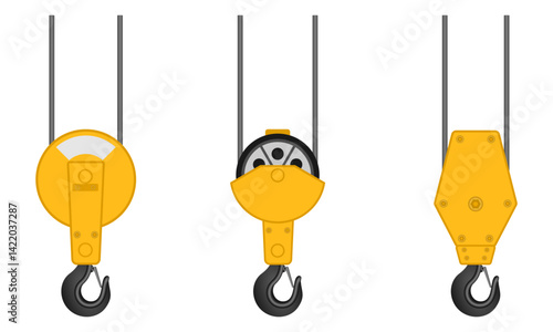 crane hook set vector illustration isolated on white background.