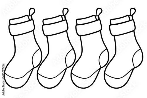 Hand-Drawn Stocking Line Art Set