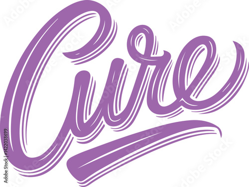 Purple Cure Handwritten Lettering.