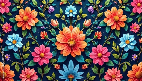 Intricate floral design, repeating seamlessly , design, tileable pattern, beauty