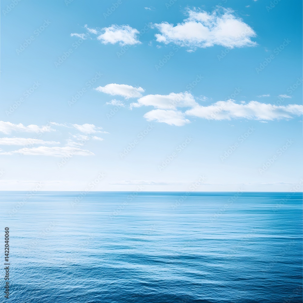 Obraz premium Serene Ocean View, Calm Blue Sea Under a Clear Sky