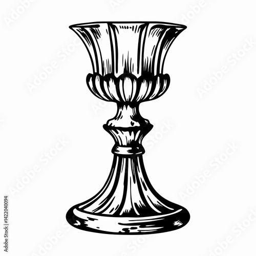 Elegant vintage chalice showcasing intricate design in classic style, representing artistry and craftsmanship, ideal for decoration or ceremonial use.