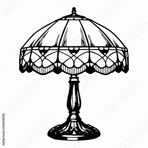 Elegant lamp design showcasing intricate lace shade and classic stand, perfect for home decor and illuminating spaces with vintage charm.