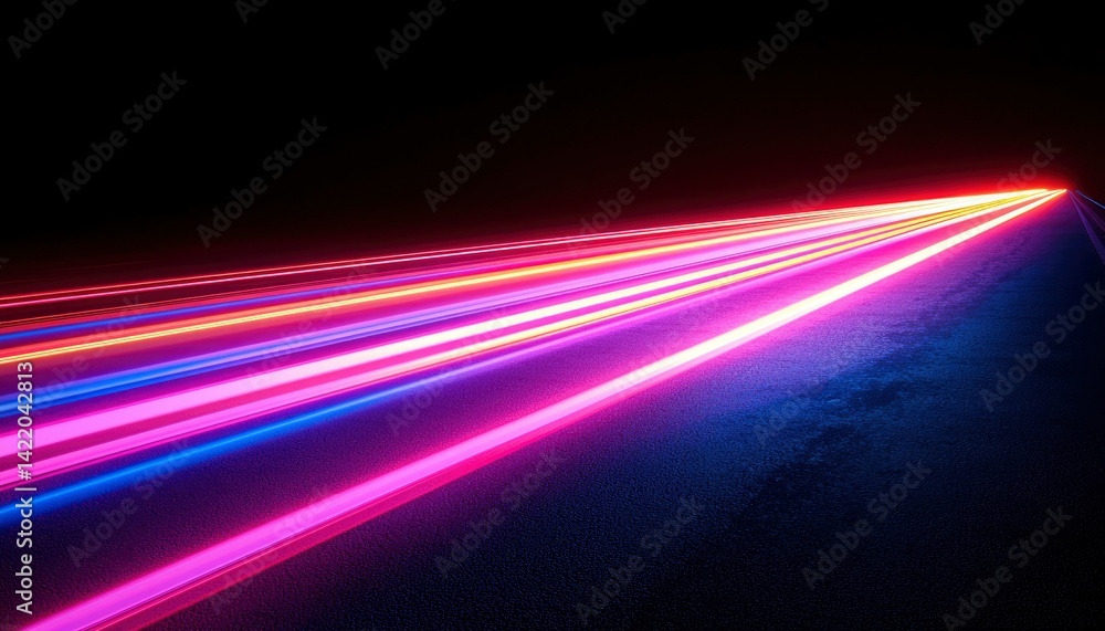 Neon light streaks on dark surface Neon light streaks on dark surface