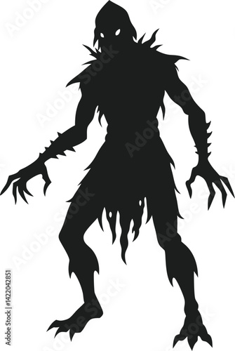 Creepy Ghoul Silhouette Vector with Sharp Claws
