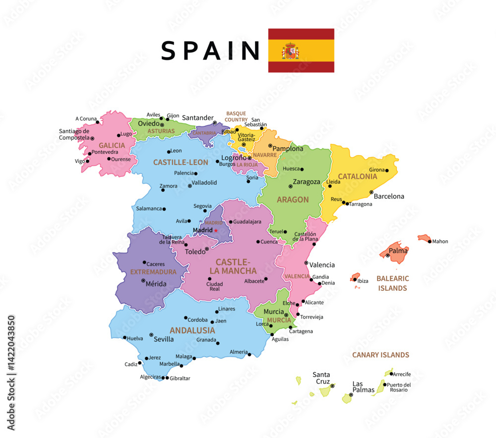 Obraz premium Spain map. Provinces of Spain.