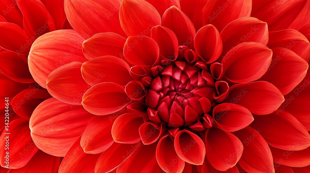 Vibrant Red Dahlia Bloom: A Close-Up Macro Photography Vibrant Red Dahlia Bloom: A Close-Up Macro Photography