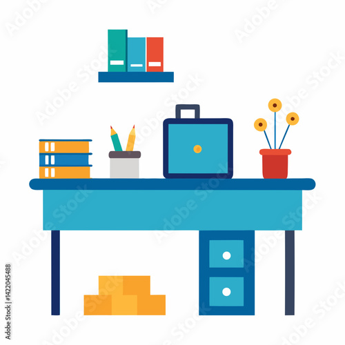 Wallpaper Mural Teacher’s Desk Setup on White Background | AI Generated Graphic Design File Torontodigital.ca