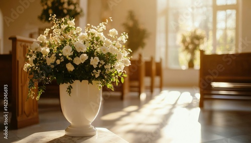 Elegant floral arrangement in church