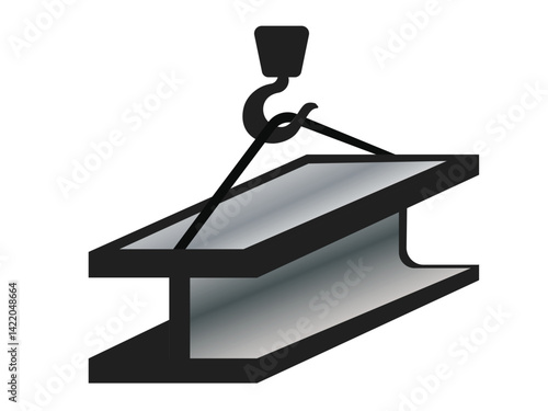 Steel I-beam lifted by a hook