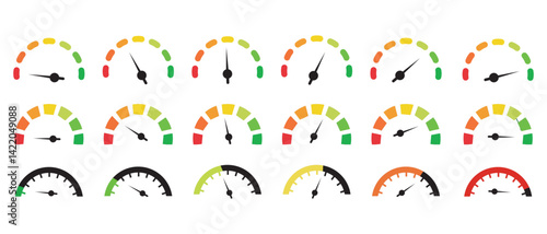 set of speedometer icons, fast speedometer vector on white background.