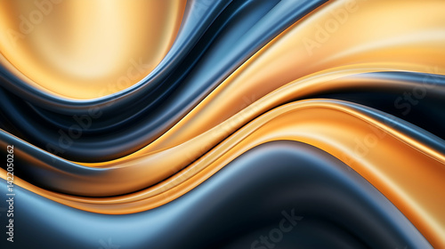 Abstract Gold and Black Diagonal Wave Background