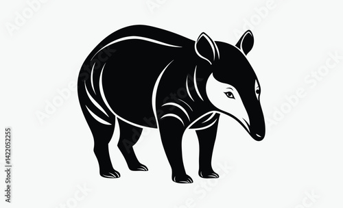 Tapir silhouette, Vector illustration, Tapir on white background 